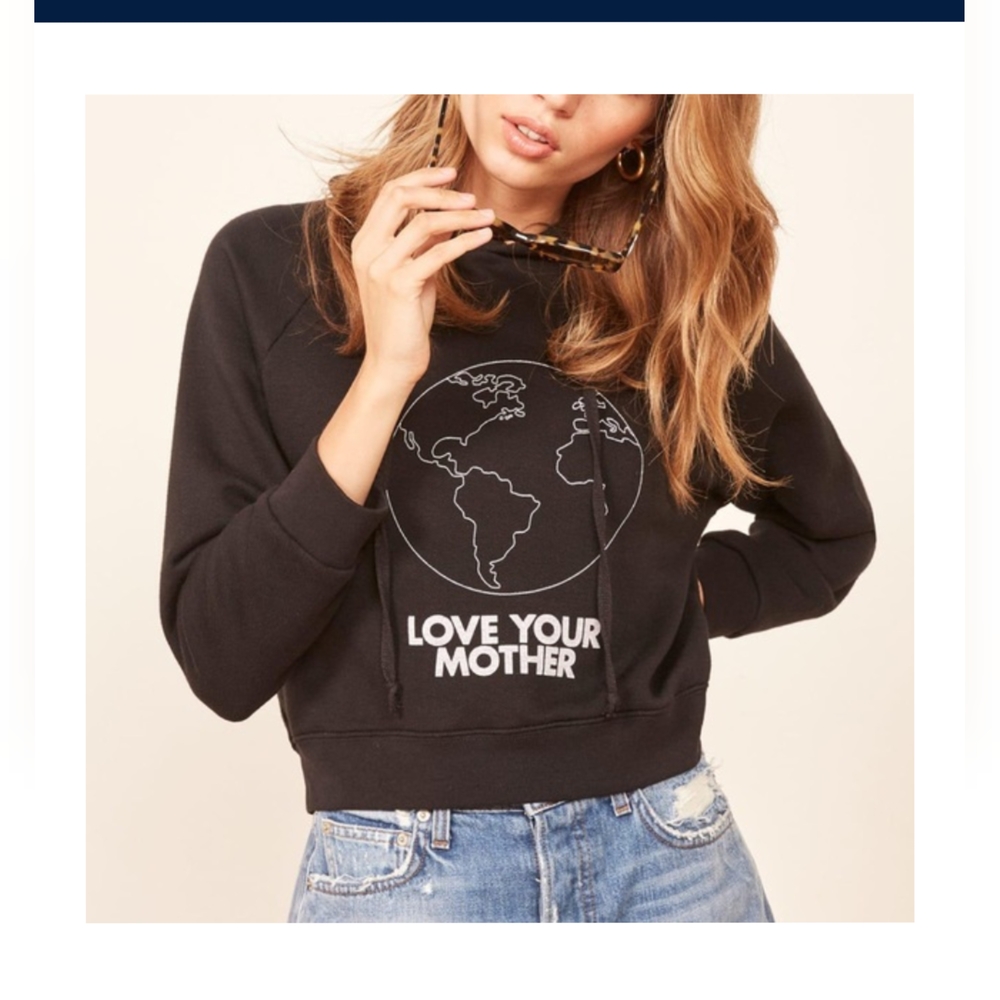 Reformation Love Your Mother Black Hoodie